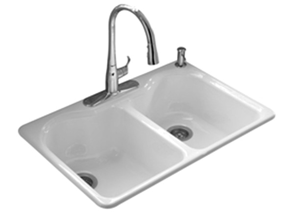 enameled cast iron kitchen sink with drain barod