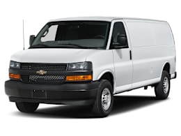Front 3/4, facing to the left view of 2026 Chevrolet Express