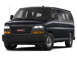 Front 3/4, facing to the left view of 2026 GMC Savana