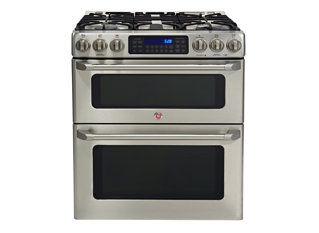 Convection Self-Clean Double Oven and Griddle in Stainless Steel GE Cafe CGS990SETSS 30 Freestanding Gas Range with 5 Sealed Burners 