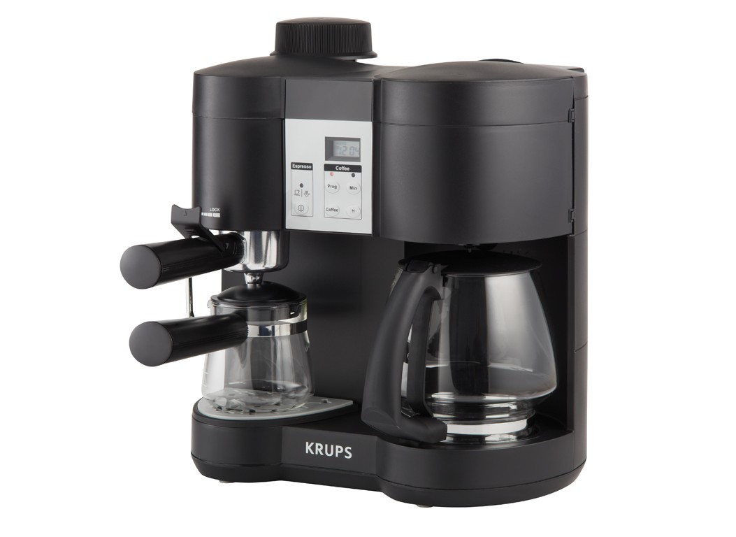 Krups XP160050 Coffee Maker and Stainless Espresso Machine Combination Black 