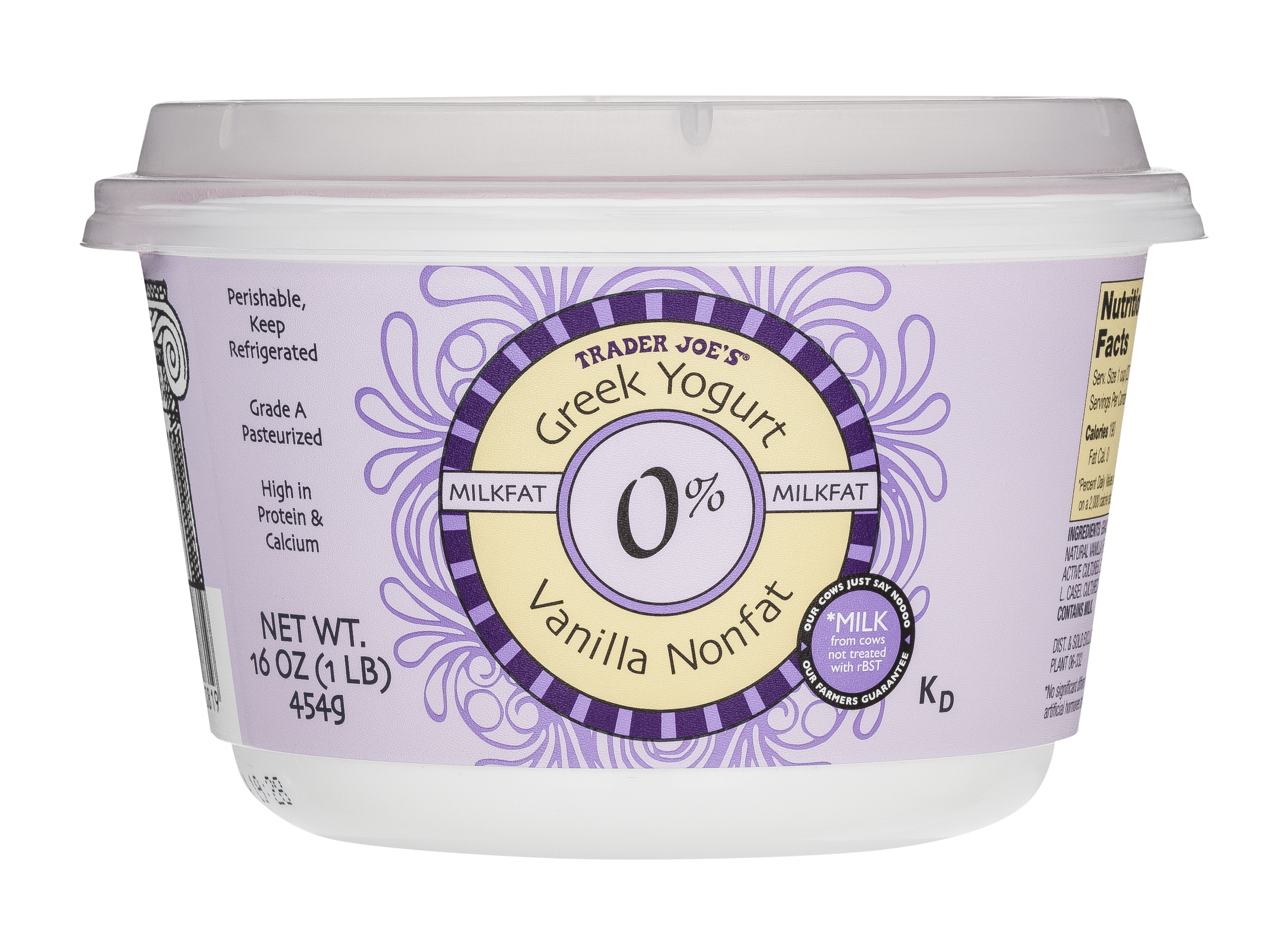TRADER JOE'S, GREEK YOGURT, VANILLA NONFAT