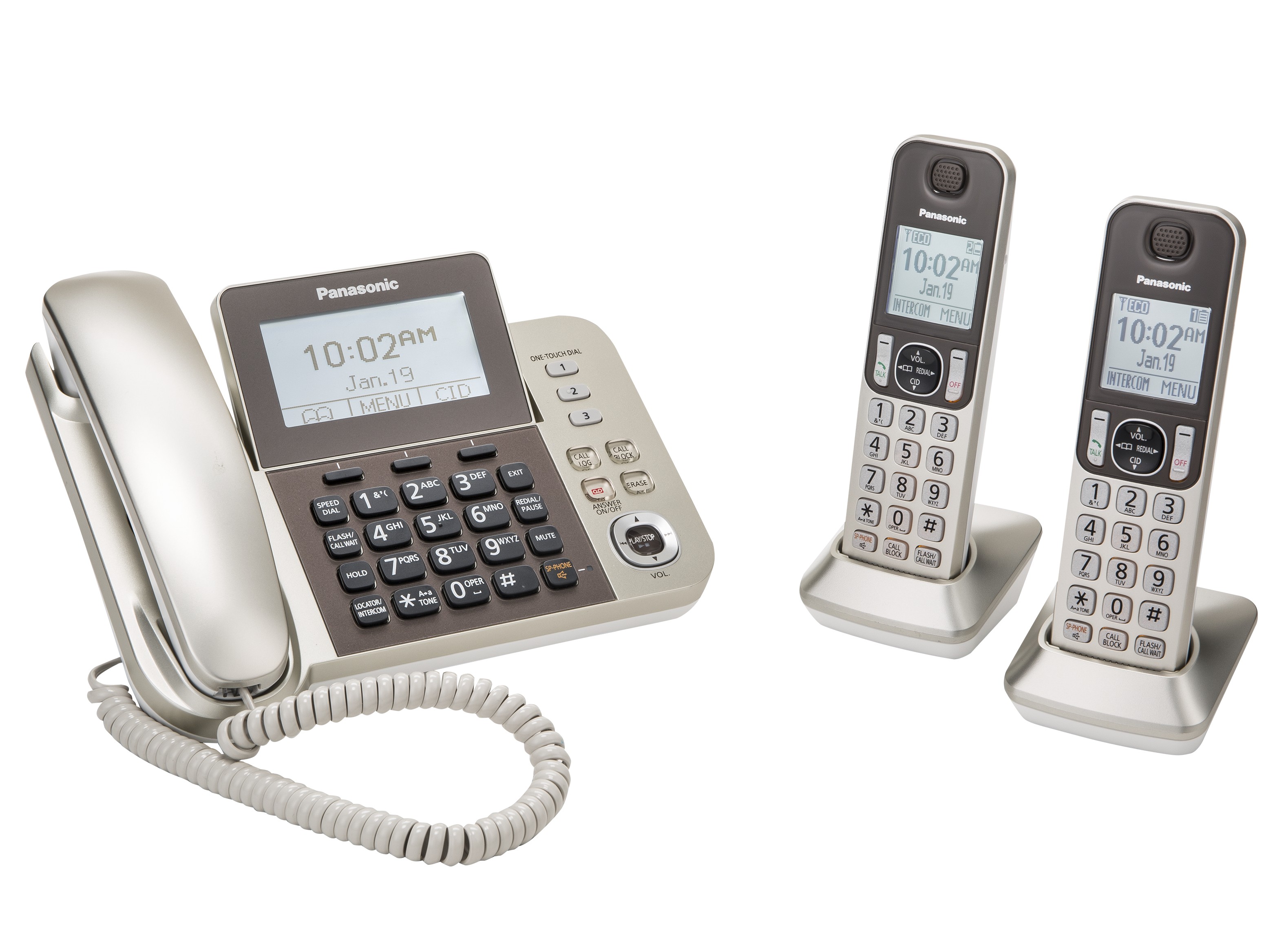 Panasonic KX-TGF350N DECT 6.0 Cordless Phone - Silver, Black 1 x Phone Line  - Speakerphone