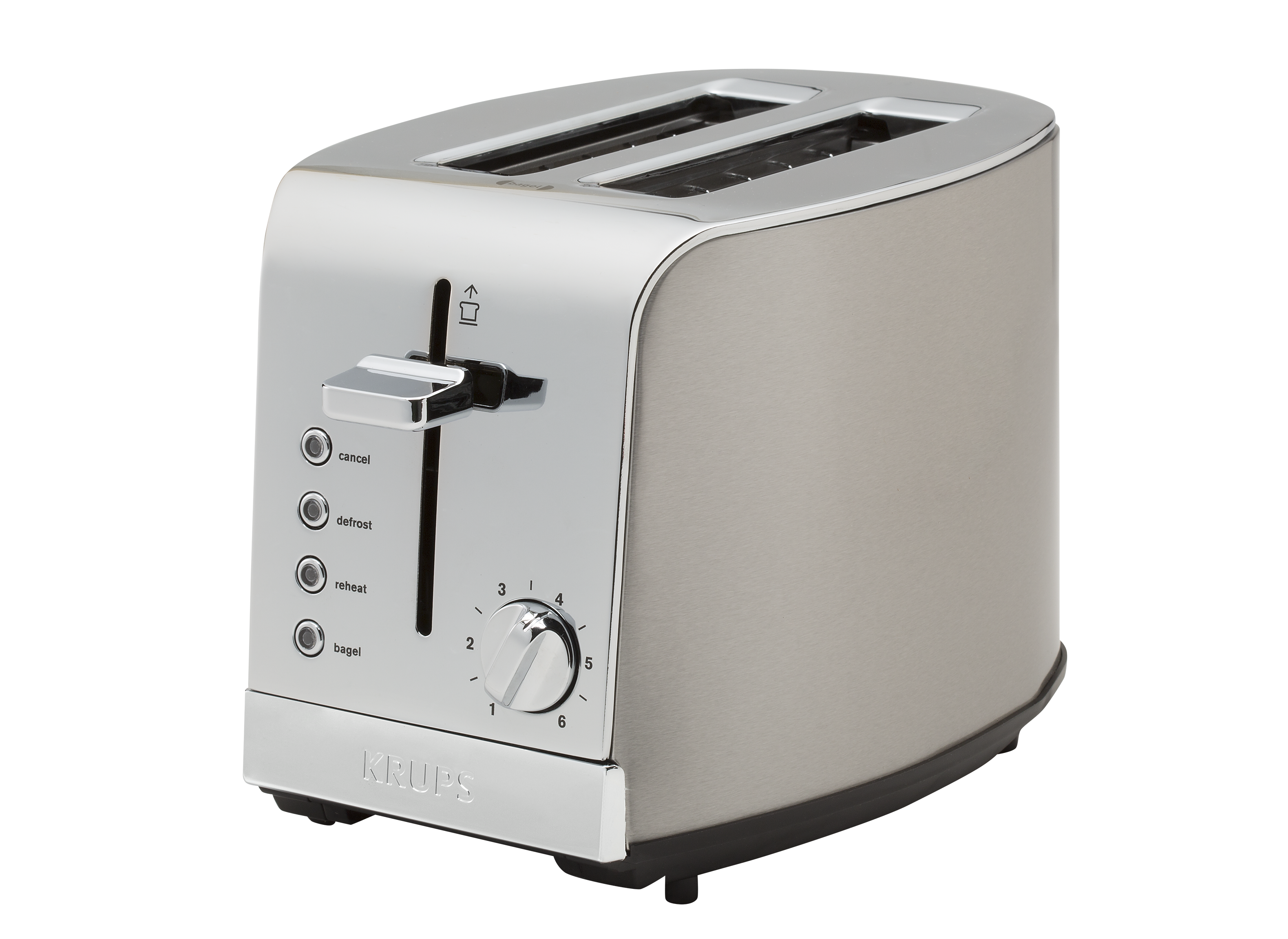 5 Functions with Cancel Silver KRUPS KH732D50 2-Slice Toaster Defrost Stainless Steel Toaster Reheat and Bagel Cord Storage Toasting 