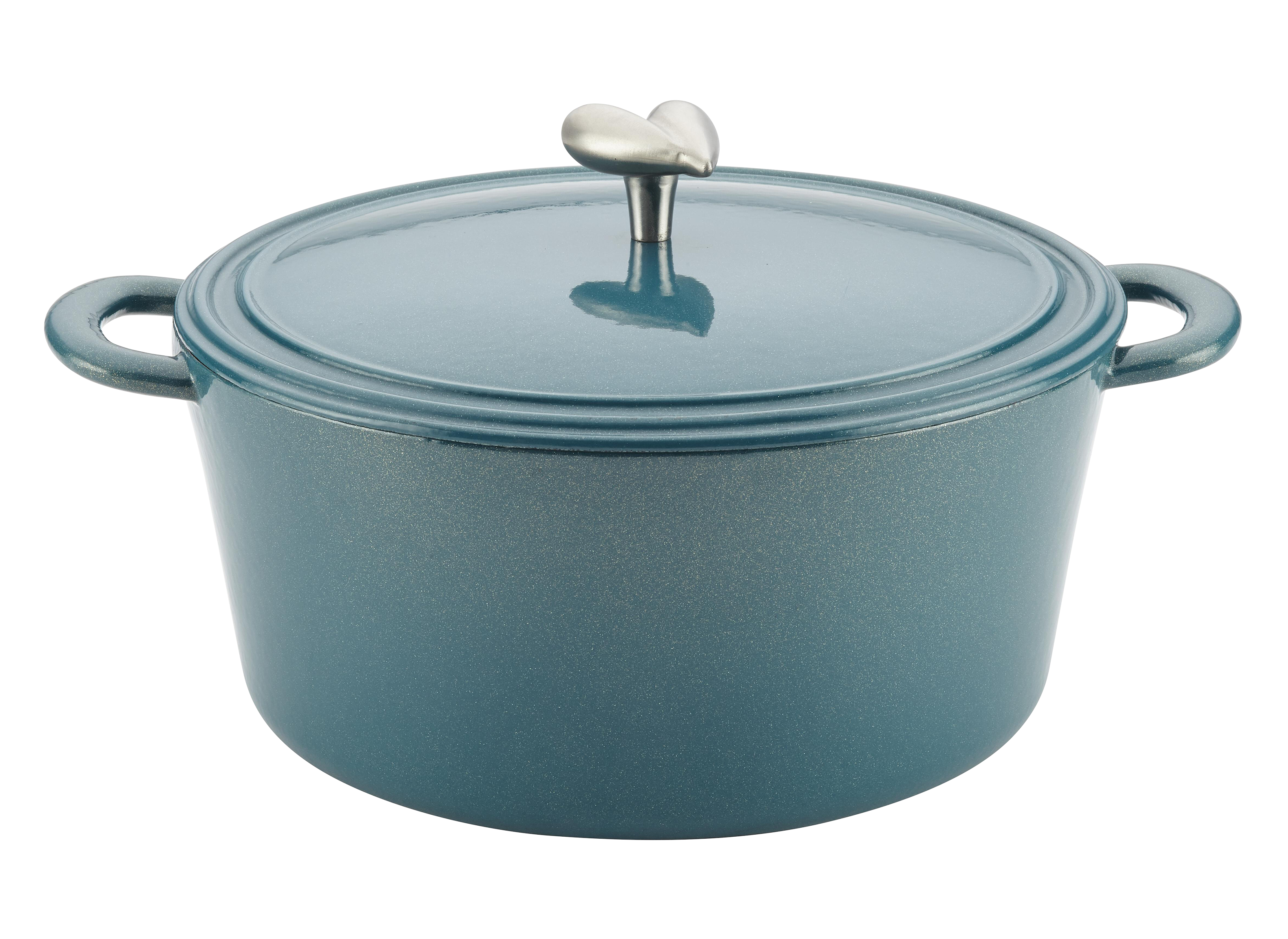 Ayesha Curry 48440 6 qt. Enameled Cast Iron Induction Dutch Oven with Lid, Anchor Blue