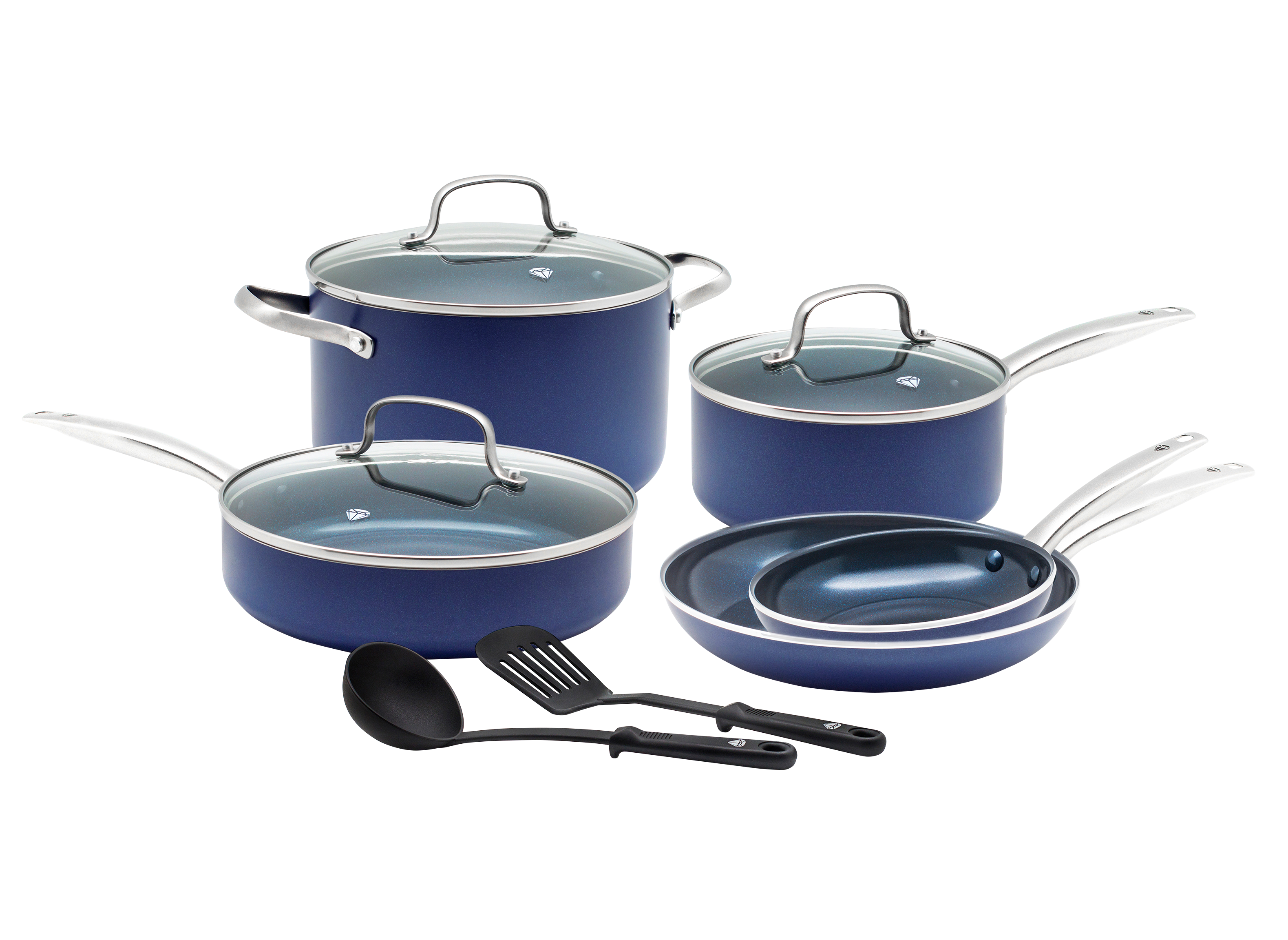 Blue Diamond Ceramic Non-Stick Covered Skillet with Lid 12in