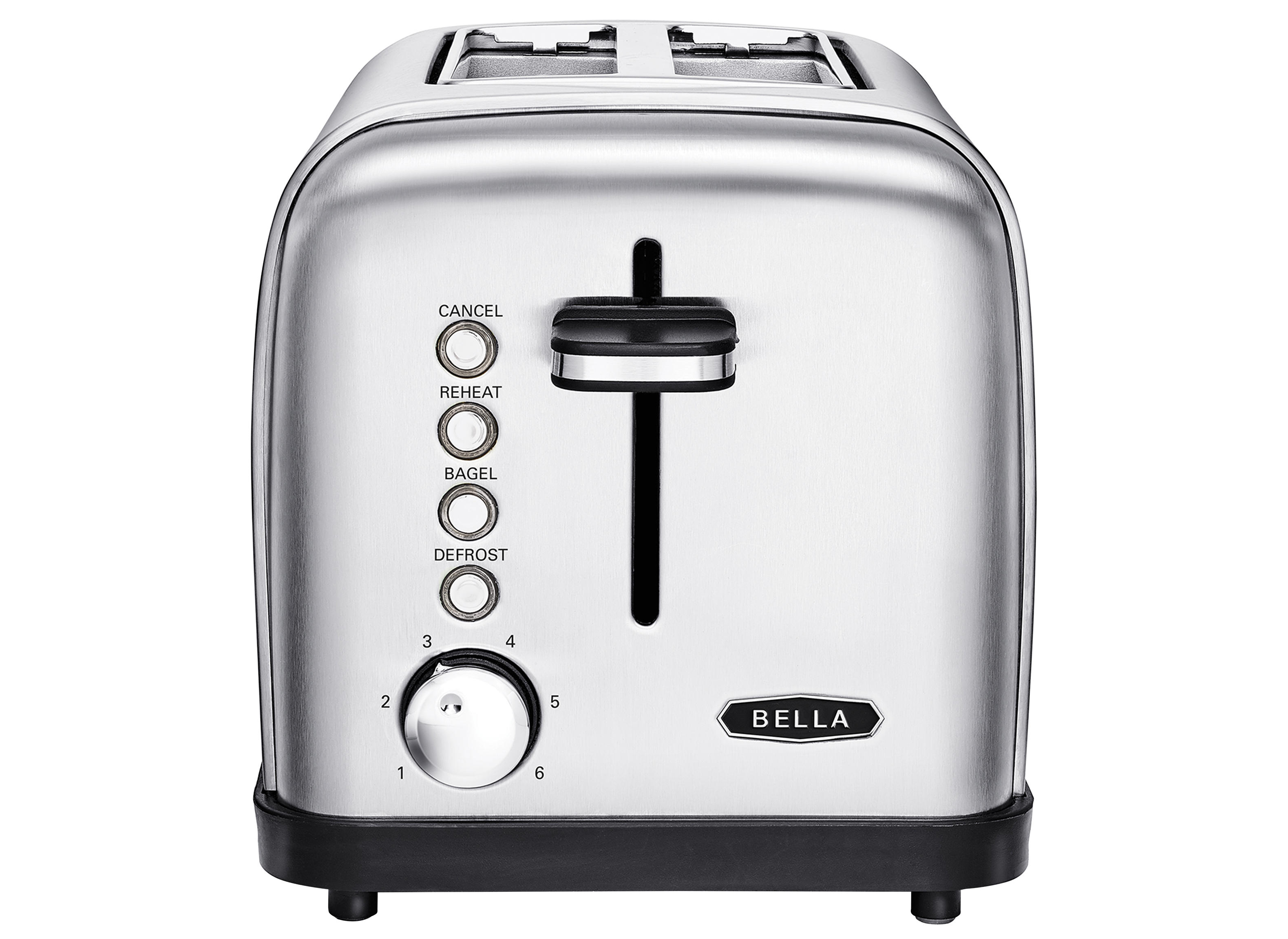 BELLA Stainless Steel 2 Slice Toaster with Extra Wide Slots & Removable  Crumb Tray - 6 Browning Options, Auto Shut Off & Reheat Function - Toast