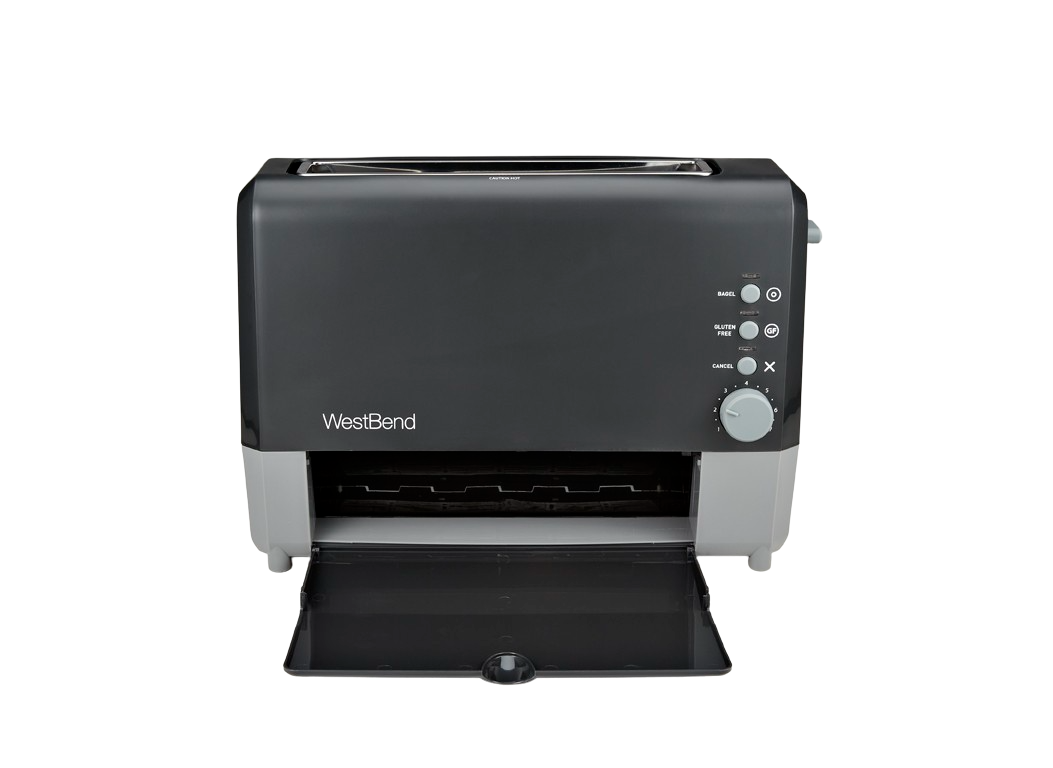 West Bend 77222 Toaster 2 Slice QuikServe Wide Slot Slide Through with  Bagel and