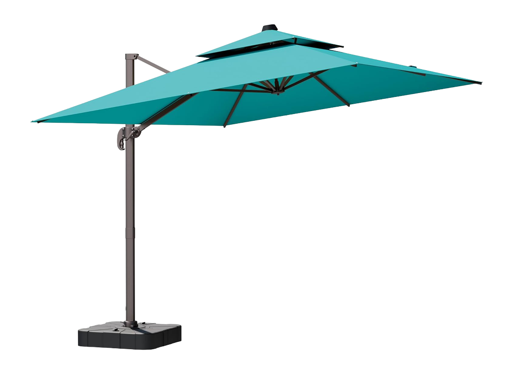costco patio umbrella portofino Sunvilla 10' Round Solar LED Market Umbrella
