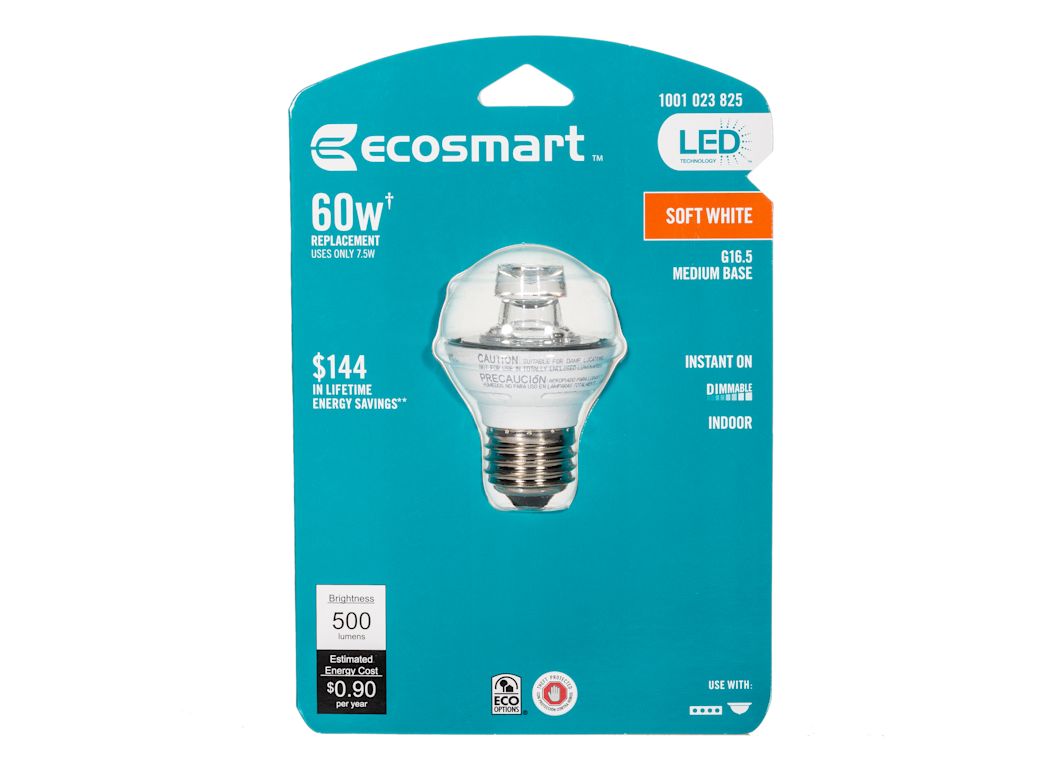 EcoSmart 60W Replacement BPGM/CL/500 LED Lightbulb Consumer Reports