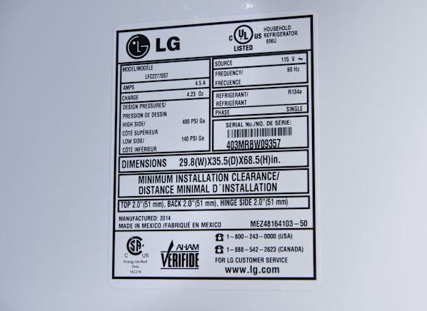 LG LFC22770ST Refrigerator Specs - Consumer Reports